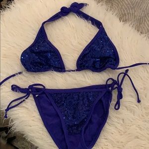 Royal blue sequins bathing suite.